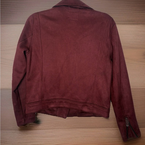 Old Navy Women's Deep Burgundy Faux Suede Leather Jacket Size M - Picture 2 of 4